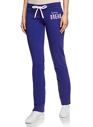 oodji Ultra Mujer Pantalones de Punto con Cordones, Azul, ES 42 / L oodji Ultra Mujer Pantalones de Punto con Cordones, Azul, ES 42 / L