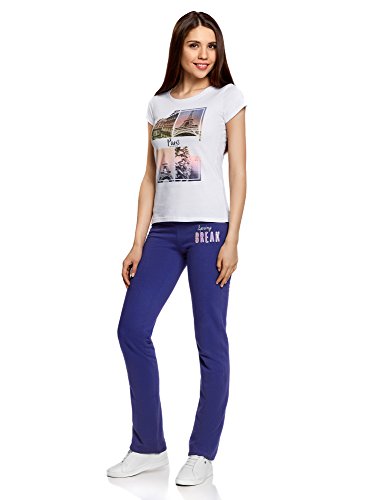 oodji Ultra Mujer Pantalones de Punto con Cordones, Azul, ES 42 / L oodji Ultra Mujer Pantalones de Punto con Cordones, Azul, ES 42 / L