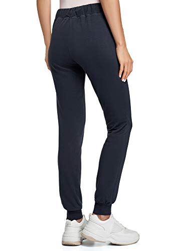 oodji Ultra Mujer Pantalones de Punto con Cordones, Azul, XXS