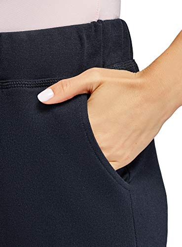 oodji Ultra Mujer Pantalones de Punto con Cordones, Azul, XXS oodji Ultra Mujer Pantalones de Punto con Cordones, Azul, XXS