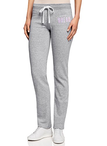 oodji Ultra Mujer Pantalones de Punto con Cordones, Gris, ES 38 / S