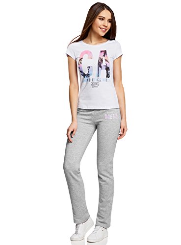 oodji Ultra Mujer Pantalones de Punto con Cordones, Gris, ES 42 / L oodji Ultra Mujer Pantalones de Punto con Cordones, Gris, ES 42 / L