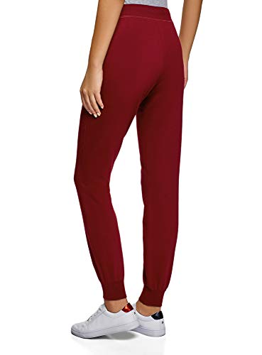 oodji Ultra Mujer Pantalones de Punto con Cordones, Rojo, XXS oodji Ultra Mujer Pantalones de Punto con Cordones, Rojo, XXS