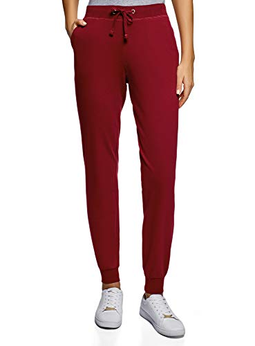 oodji Ultra Mujer Pantalones de Punto con Cordones, Rojo, XXS oodji Ultra Mujer Pantalones de Punto con Cordones, Rojo, XXS