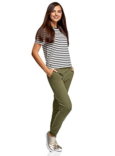 oodji Ultra Mujer Pantalones de Punto Deportivos, Verde, ES 36 / XS