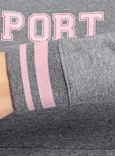oodji Ultra Mujer Sudadera con Capucha, Bolsillo Canguro e Inscripción en el Pecho, Gris, 44 oodji Ultra Mujer Sudadera con Capucha, Bolsillo Canguro e Inscripción en el Pecho, Gris, 44