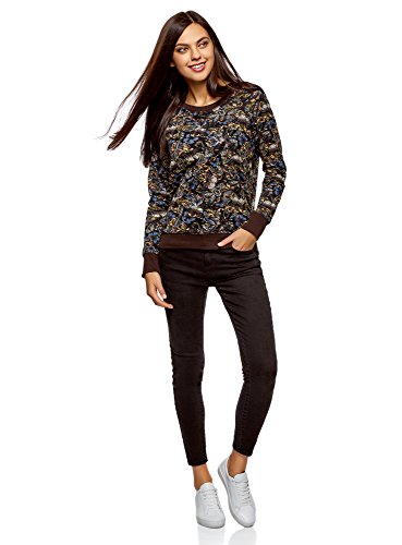 oodji Ultra Mujer Suéter Básico Estampado, Marrón, ES 38 / S oodji Ultra Mujer Suéter Básico Estampado, Marrón, ES 38 / S