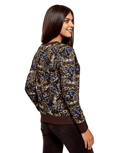 oodji Ultra Mujer Suéter Básico Estampado, Marrón, ES 38 / S oodji Ultra Mujer Suéter Básico Estampado, Marrón, ES 38 / S