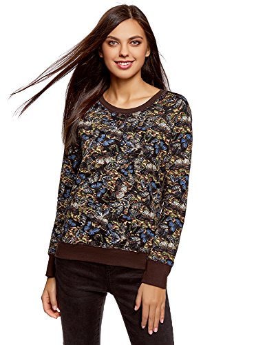oodji Ultra Mujer Suéter Básico Estampado, Marrón, ES 38 / S oodji Ultra Mujer Suéter Básico Estampado, Marrón, ES 38 / S