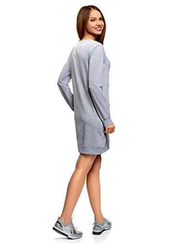 oodji Ultra Mujer Vestido de Estilo Deportivo con Estampado, Gris, ES 36 / XS