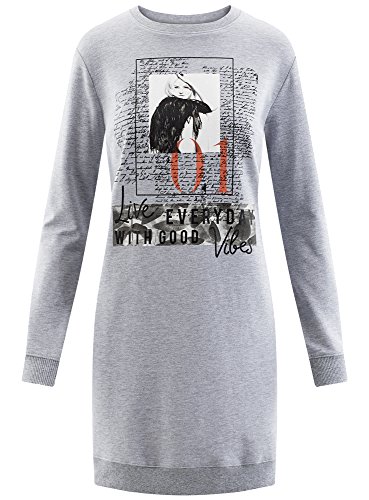 oodji Ultra Mujer Vestido de Estilo Deportivo con Estampado, Gris, ES 36 / XS oodji Ultra Mujer Vestido de Estilo Deportivo con Estampado, Gris, ES 36 / XS