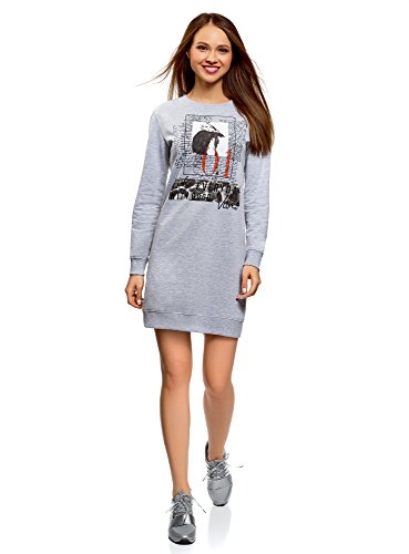 oodji Ultra Mujer Vestido de Estilo Deportivo con Estampado, Gris, ES 36 / XS oodji Ultra Mujer Vestido de Estilo Deportivo con Estampado, Gris, ES 36 / XS