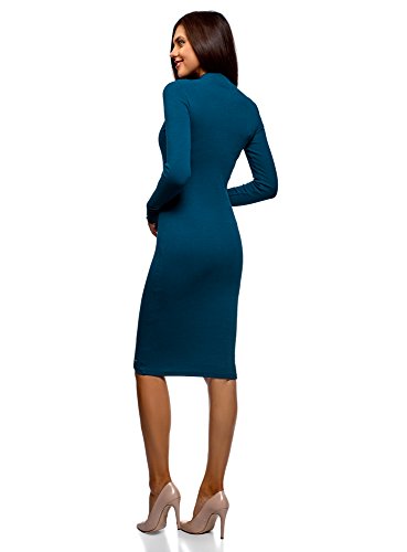 oodji Ultra Mujer Vestido de Punto con Cuello Mao, Azul, ES 42 / L oodji Ultra Mujer Vestido de Punto con Cuello Mao, Azul, ES 42 / L