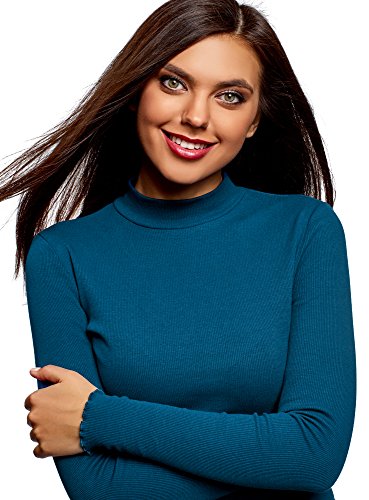 oodji Ultra Mujer Vestido de Punto con Cuello Mao, Azul, ES 42 / L oodji Ultra Mujer Vestido de Punto con Cuello Mao, Azul, ES 42 / L