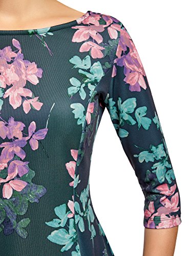 oodji Ultra Mujer Vestido de Punto Estampado, Verde, ES 40 / M oodji Ultra Mujer Vestido de Punto Estampado, Verde, ES 40 / M
