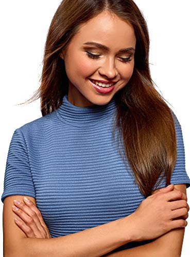 oodji Ultra Mujer Vestido de Tejido Texturizado con Parte Inferior Acampanada, Azul, ES 36 / XS oodji Ultra Mujer Vestido de Tejido Texturizado con Parte Inferior Acampanada, Azul, ES 36 / XS