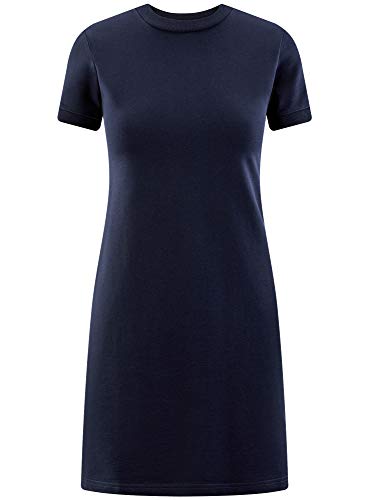 oodji Ultra Mujer Vestido Holgado de Punto, Azul, ES 40 / M oodji Ultra Mujer Vestido Holgado de Punto, Azul, ES 40 / M