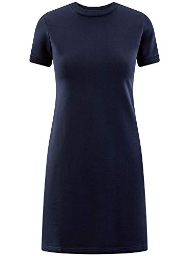 oodji Ultra Mujer Vestido Holgado de Punto, Azul, ES 40 / M