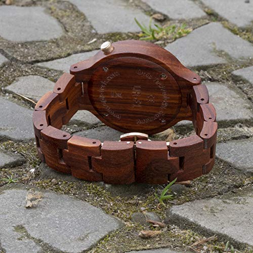 Opis UR-F1 (Sándalo Rojo) Reloj de Madera para Mujer/Reloj de Pulsera de Madera/Reloj Pulsera Vintage para Mujer