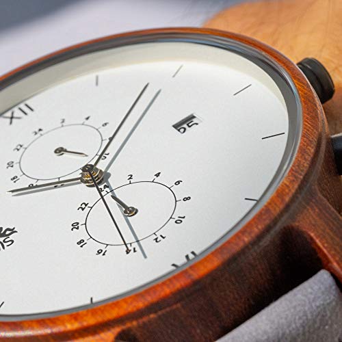 Opis UR-M2: Elegante cronógrafo de Cuatro cuadrantes en Madera, Metal y Cuero/Reloj de Madera multifunción (Sándalo Rojo) Opis UR-M2: Elegante cronógrafo de Cuatro cuadrantes en Madera, Metal y Cuero/Reloj de Madera multifunción (Sándalo Rojo)
