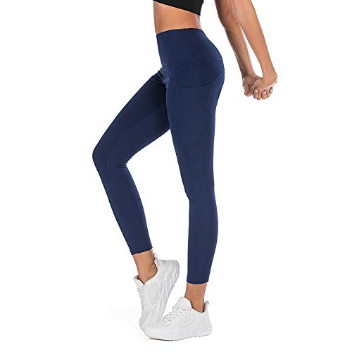 OPNIGHDYMD Pantalones de Yoga, Leggings Deportivos para Mujeres, Pantalones de Yoga de Movimiento Ajustado (Color : Navy Blue, Size : L)