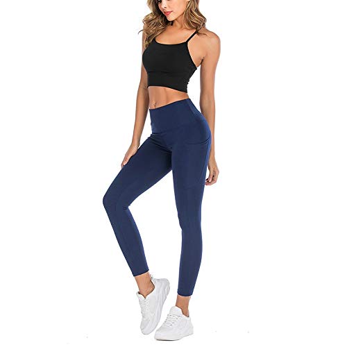 OPNIGHDYMD Pantalones de Yoga, Leggings Deportivos para Mujeres, Pantalones de Yoga de Movimiento Ajustado (Color : Navy Blue, Size : L)