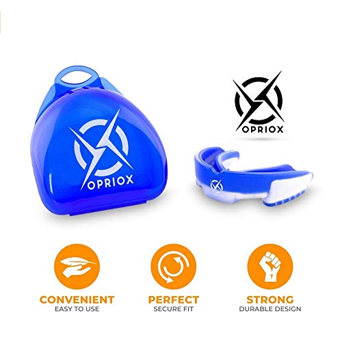 Opriox Protector Bucal Profesional Deportivo, para Boxeo, Rugby, MMA,Muay Thai, Hockey, Judo, Karate Artes Marciales (Azul)