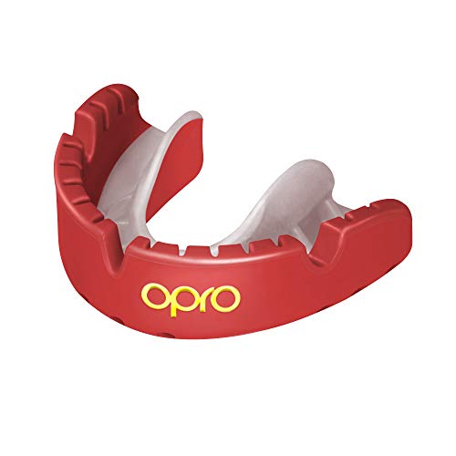 OPRO Ortodoncia Self-Fit Gold Mouthguard: para Rugby, Hockey, Artes Marciales Mixtas y Otros Deportes de Contacto (Rojo)