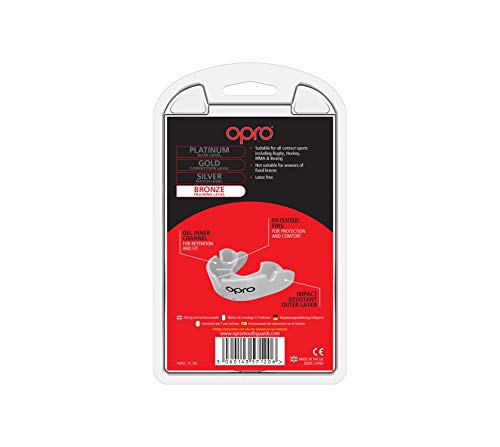 OPRO Protector bucal de Rugby Self-Fit Bronze - Protector bucal - para Baloncesto, Hockey, Artes Marciales Mixtas, y más - (Blanco, Junior) OPRO Protector bucal de Rugby Self-Fit Bronze - Protector bucal - para Baloncesto, Hockey, Artes Marciales Mixtas, y más - (Blanco, Junior)