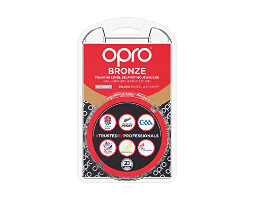 OPRO Protector bucal de Rugby Self-Fit Bronze - Protector bucal - para Baloncesto, Hockey, Artes Marciales Mixtas, y más - (Blanco, Junior) OPRO Protector bucal de Rugby Self-Fit Bronze - Protector bucal - para Baloncesto, Hockey, Artes Marciales Mixtas, y más - (Blanco, Junior)
