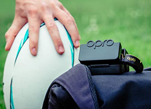 OPRO Protector Bucal Self-Fit Gold - Protector bucal - para Rugby, Hockey, Lacrosse, fútbol Americano, Baloncesto y más - Fabricado en Reino Unido (Negro/Oro, Adulto)