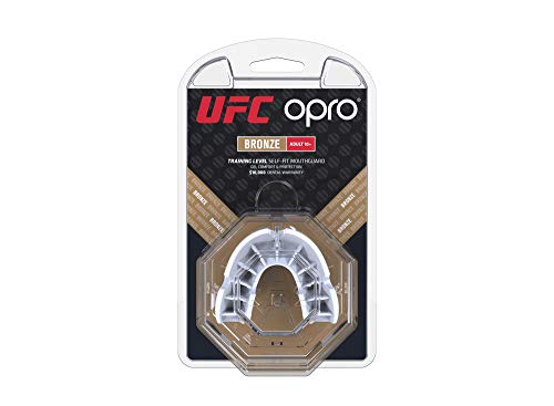 OPRO Protector bucal UFC Adulto para MMA, Boxeo, BJJ, Karate y Otros Deportes de Combate - 18 Meses de garantía Dental (Blanco, Nivel de Protección: Bronce) OPRO Protector bucal UFC Adulto para MMA, Boxeo, BJJ, Karate y Otros Deportes de Combate - 18 Meses de garantía Dental (Blanco, Nivel de Protección: Bronce)