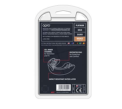 OPRO Protector bucal UFC niños para MMA, Boxeo, BJJ, Karate y Otros Deportes de Combate - 18 Meses de garantía Dental … (Negro, Nivel de Protección: Bronce) OPRO Protector bucal UFC niños para MMA, Boxeo, BJJ, Karate y Otros Deportes de Combate - 18 Meses de garantía Dental … (Negro, Nivel de Protección: Bronce)