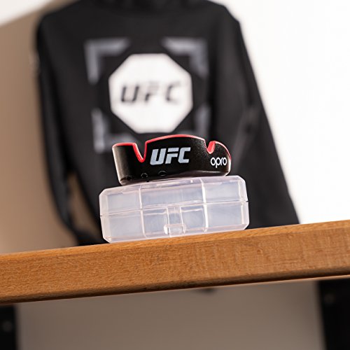 OPRO Protector bucal UFC niños para MMA, Boxeo, BJJ, Karate y Otros Deportes de Combate - 18 Meses de garantía Dental … (Negro, Nivel de Protección: Plata)