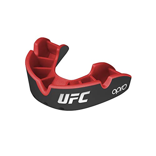 OPRO Protector bucal UFC niños para MMA, Boxeo, BJJ, Karate y Otros Deportes de Combate - 18 Meses de garantía Dental … (Negro, Nivel de Protección: Plata)