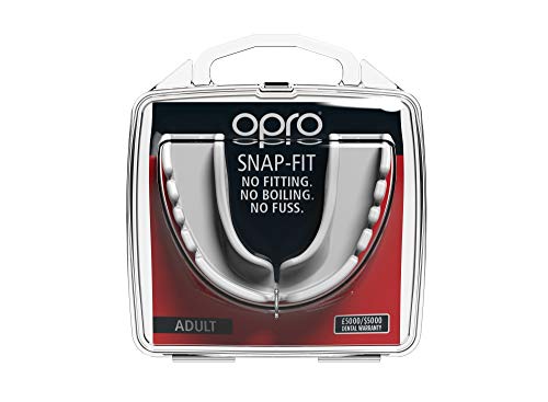 OPRO Rugby Protector Bucal para Adultos Snap-Fit Colocación instantánea - para Rugby, Hockey, Boxeo, Lacrosse, fútbol Americano, Baloncesto y más - Fabricado en Reino Unido (Blanco) OPRO Rugby Protector Bucal para Adultos Snap-Fit Colocación instantánea - para Rugby, Hockey, Boxeo, Lacrosse, fútbol Americano, Baloncesto y más - Fabricado en Reino Unido (Blanco)