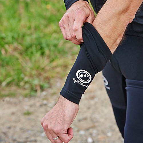 OPTIMUM - Calentadores de Brazos de Ciclismo para Hombre Negro Negro Talla:Mediano