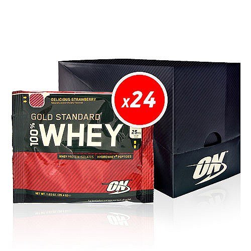 Optimum Nutrition Gold Standard 100% Whey Proteína en Polvo, Fresa - 24 unidosis Optimum Nutrition Gold Standard 100% Whey Proteína en Polvo, Fresa - 24 unidosis