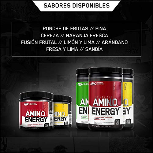 Optimum Nutrition ON Amino Energy Pre Workout Powder Keto Friendly con Beta Alanina, Cafeína, Vitamina C, Aminoacidos Micronizados Incluyendo BCAA, Cola, 30 Porciones, 270 gr