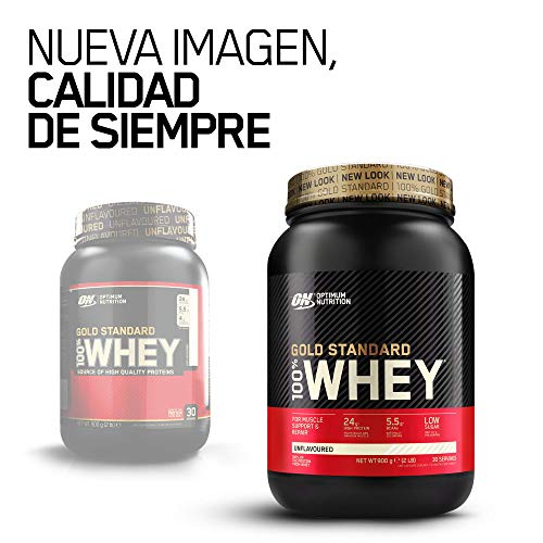 Optimum Nutrition ON Gold Standard 100% Whey Proteína en Polvo Suplementos Deportivos, Glutamina y Aminoacidos, BCAA, Sin Sabor, 30 Porciones, 900 g, Embalaje Puede Variar