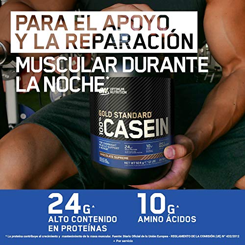 Optimum Nutrition ON Gold Standard Casein, Proteinas de caseina en polvo con BCAA Aminoacidos esenciales, Zinc y Magnesio en polvo, fresa, 28 porciones, 0.9 kg, embalaje puede variar