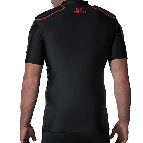 Optimum Origin - Camiseta deportiva con acolchado en hombros negro/ rojo, Large