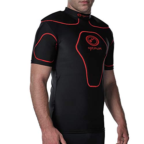 Optimum Origin - Camiseta deportiva con acolchado en hombros negro/ rojo, Large