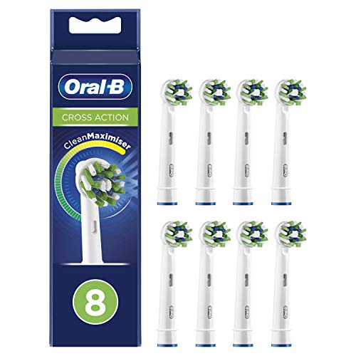 Oral-B CrossAction Cabezales De Recambio Con Tecnología CleanMaximiser, Tamaño De Buzón, Pack De 8