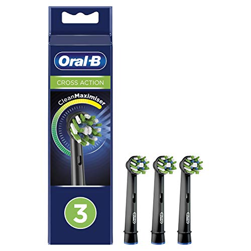 Oral-B CrossAction - Cabezales de repuesto para cepillo de dientes eléctrico, edición negra, con tecnología CleanMaximiser, paquete de 3 unidades Oral-B CrossAction - Cabezales de repuesto para cepillo de dientes eléctrico, edición negra, con tecnología CleanMaximiser, paquete de 3 unidades