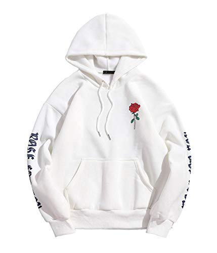 ORANDESIGNE Sudadera con Capucha para Hombre con Diseño de Rosas y Bolsillo de Canguro con Cordón y Capucha Impresión Gráfica de Flores B Blanco M ORANDESIGNE Sudadera con Capucha para Hombre con Diseño de Rosas y Bolsillo de Canguro con Cordón y Capucha Impresión Gráfica de Flores B Blanco M