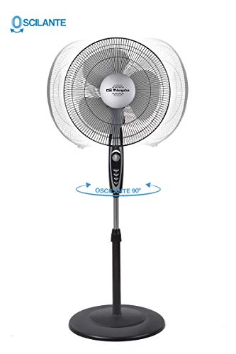 Orbegozo SF 3347 Ventilador de pie, 3 velocidades de ventilación, temporizador, 3 aspas, altura regulable, 50 W, plastico/Metal