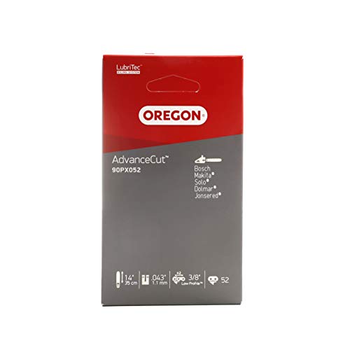 Oregon AdvanceCut - Cadena para Motosierra, paso de 3/8”, calibre de 0,043” (1,1 mm), 52 eslabones motrices en barra de 14” (35 cm). Compatible con: Bosch, Husqvarna, Makita