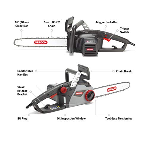 Oregon CS1400 - Motosierra Eléctrica 2400 W (potente motosierra con barra guía y cadena ControlCut de 40 cm (16“))