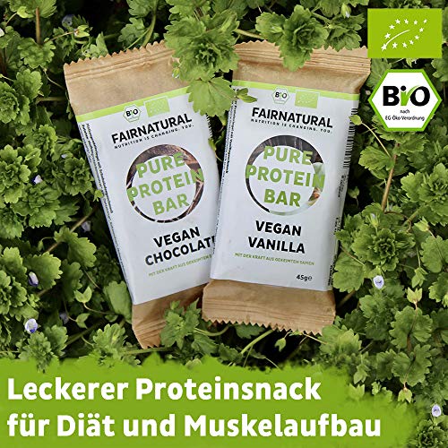 ORGANICA Barritas de proteína Vainilla Vegana [de Alemania] Barras de proteína vegetal sin soja, azúcar añadido o suero de leche con semillas germinadas (10 x 45g)